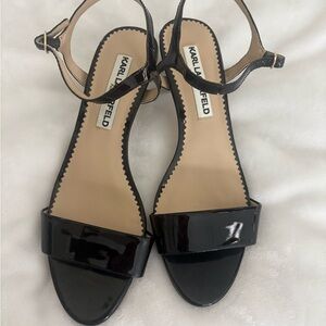 Karl Lagerfeld Glossy Black Sandals